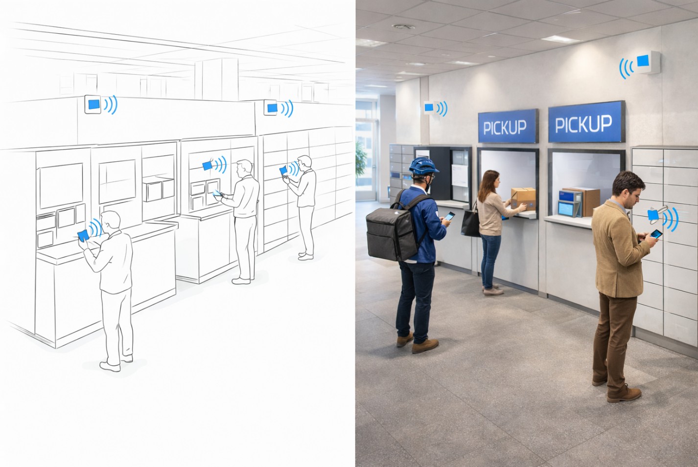 Ilustração da solução beAround para Delivery e Logística de Retirada
