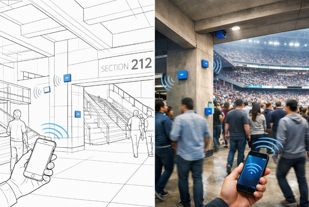 Ilustração da solução beAround para Estádios e Arenas