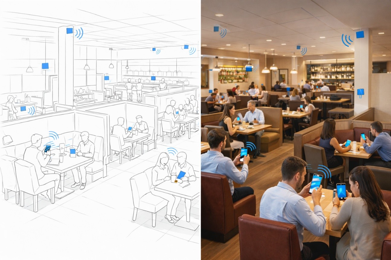 Ilustração da solução beAround para Restaurantes