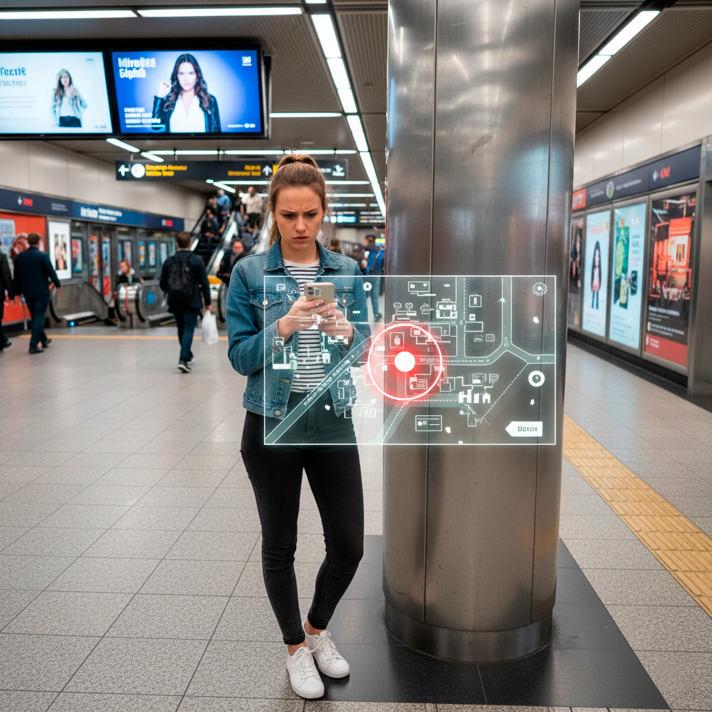 Mulher confusa olhando no celular